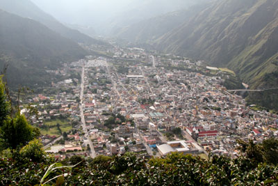 Udsigt over Banõs fra Mirador La Cruz Bellavista