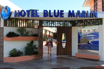 Vi gør klar til at forlade Hotel Blue Marlin, San Cristobal