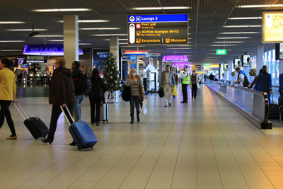 Amsterdam airport på vej hjem